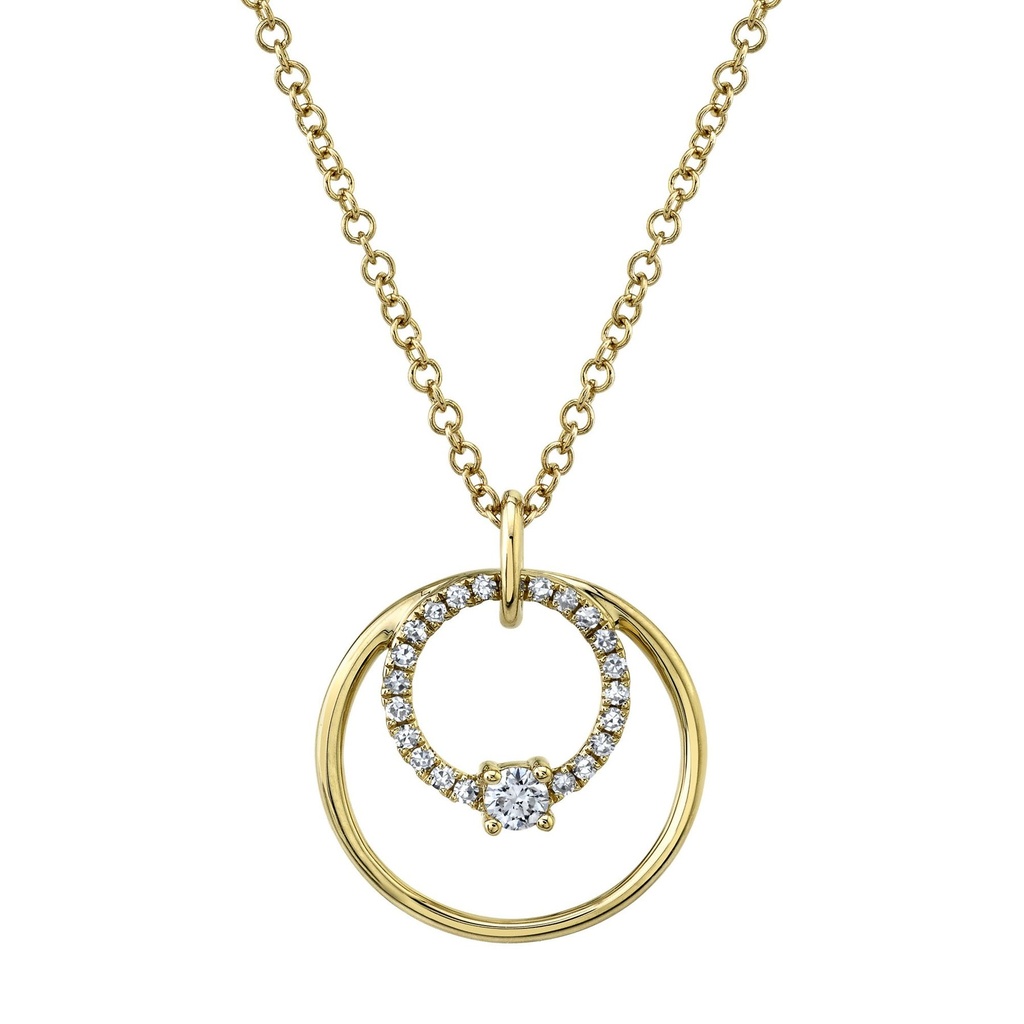 14k Diamond Double Circle Necklace