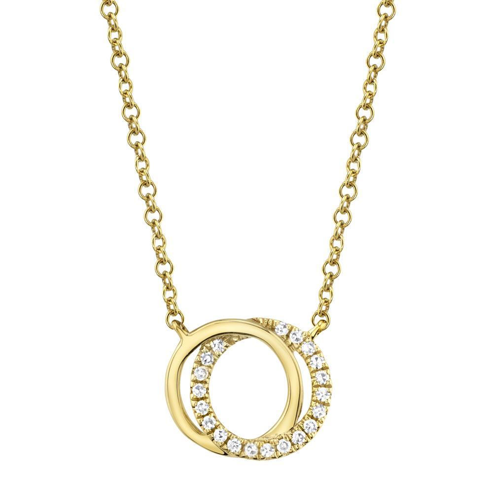 14k Diamond Love Knot Circle Necklace