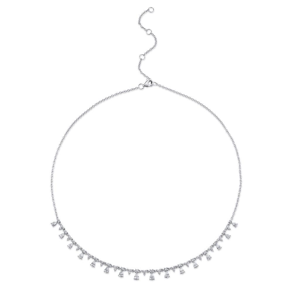 14k Pear Shape &amp; Round Diamond Necklace