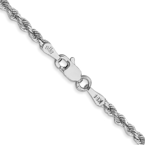 14k White Gold 16 Inch 2.25mm Diamond-Cut Rope With Lobster Clasp Chain
