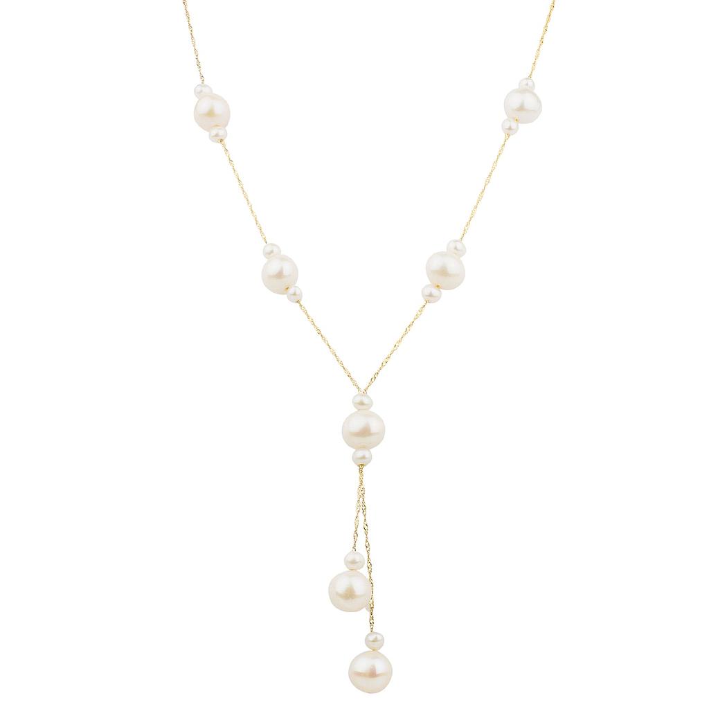 14k Yellow Gold White Fresh Water Pearl Necklace Center: 7.5-8m On 18&quot; Chain