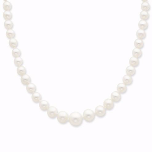 18&quot; 14k 4-8mm White Freshwater Cultured Pearl Graduated Necklace