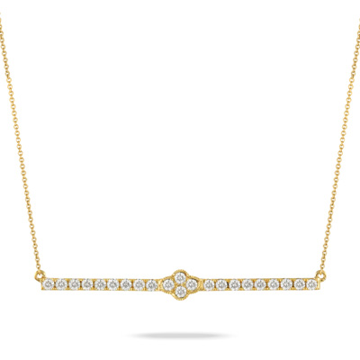 18k Yellow Gold Diamond Bar Necklace