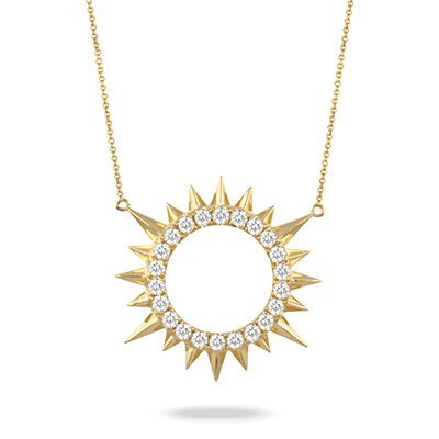 18k Yellow Gold Open Starburst Necklace