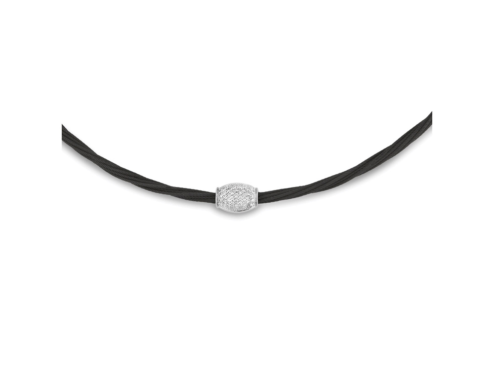Necklace 18k White Gold &amp; Ss &amp; Black Cable, Large