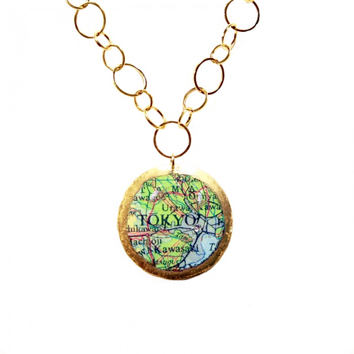 Tokyo/Sydney Double-Sided Map Pendant