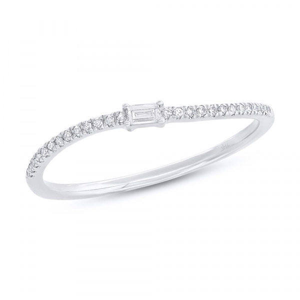 Kate Collection 14k White Gold Diamond Baguette Ring 0.11ct