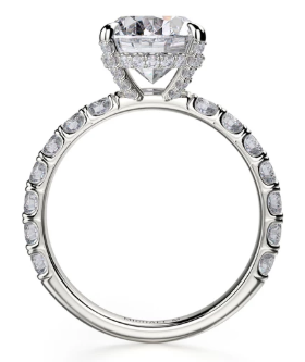 Oval Diamond Center with Pave Crown &amp; Shoulders Engagement Ring Mounting