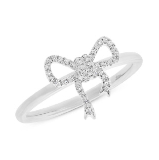 Shy Creation 14k White Gold Diamond Bow Ring