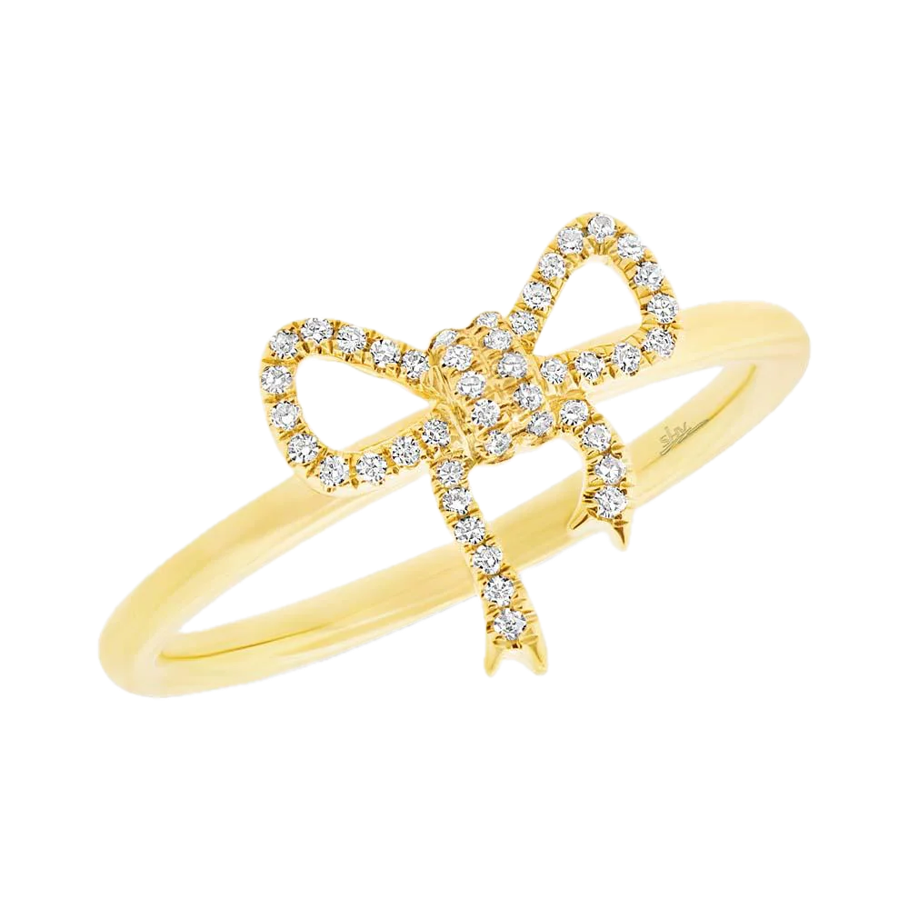 Shy Creation 14k Yellow Gold Diamond Bow Ring