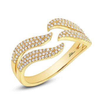 Shy Creation 14k Yellow Gold Diamond Pave Ring