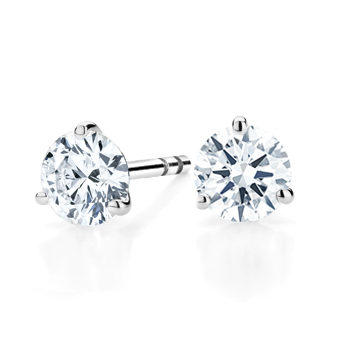 0.25ct 14k White Gold Round Stud Earrings 3 Prong Setting