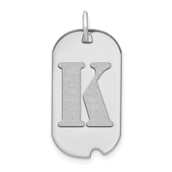 14kw Polished Letter K Initial Dog Tag Pendant