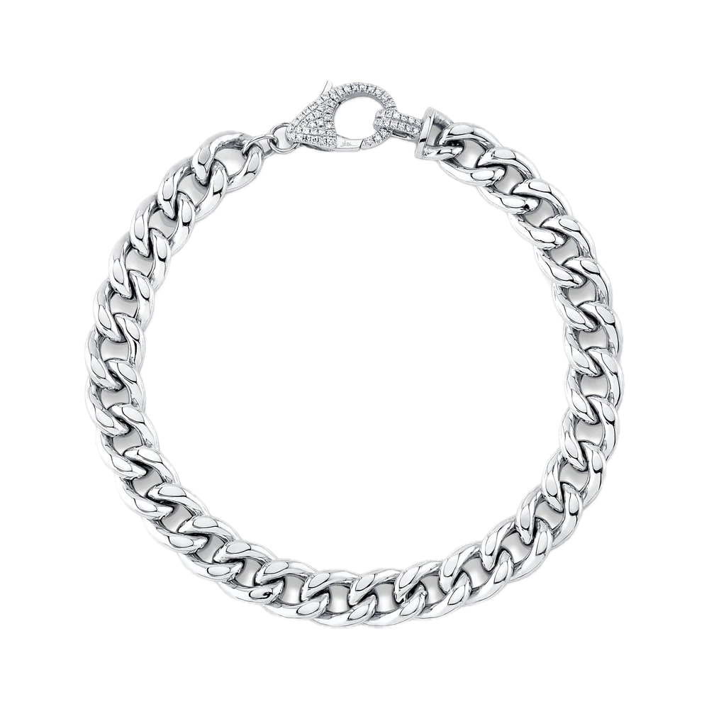 Curb Link Bracelet with Pave Lobster Clasp