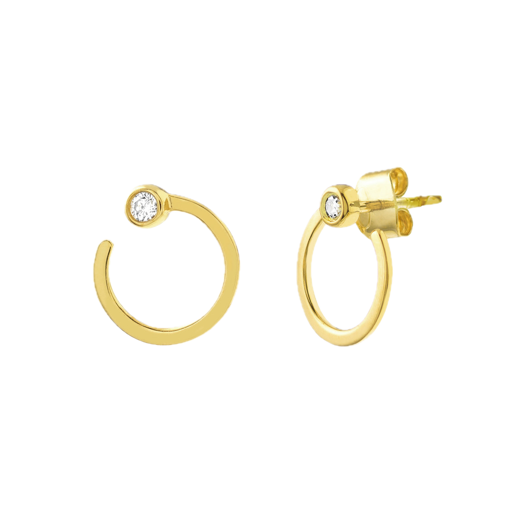 3Pt Diamond Bezel Circle Earrings