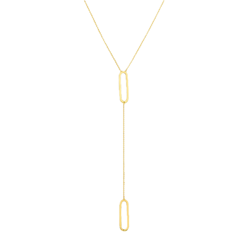 Bead Lariat Necklace With Paperclip Element