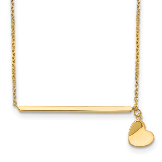 Polished Heart and Bar Necklace