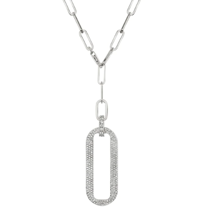 Pave Longline Link Medallion Lariat Necklace