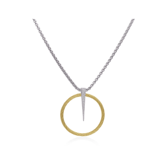 Yellow Cable &amp; Grey Chain Full Circle Spear Necklace