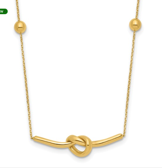 14K Polished Knotted Pendant and Beads