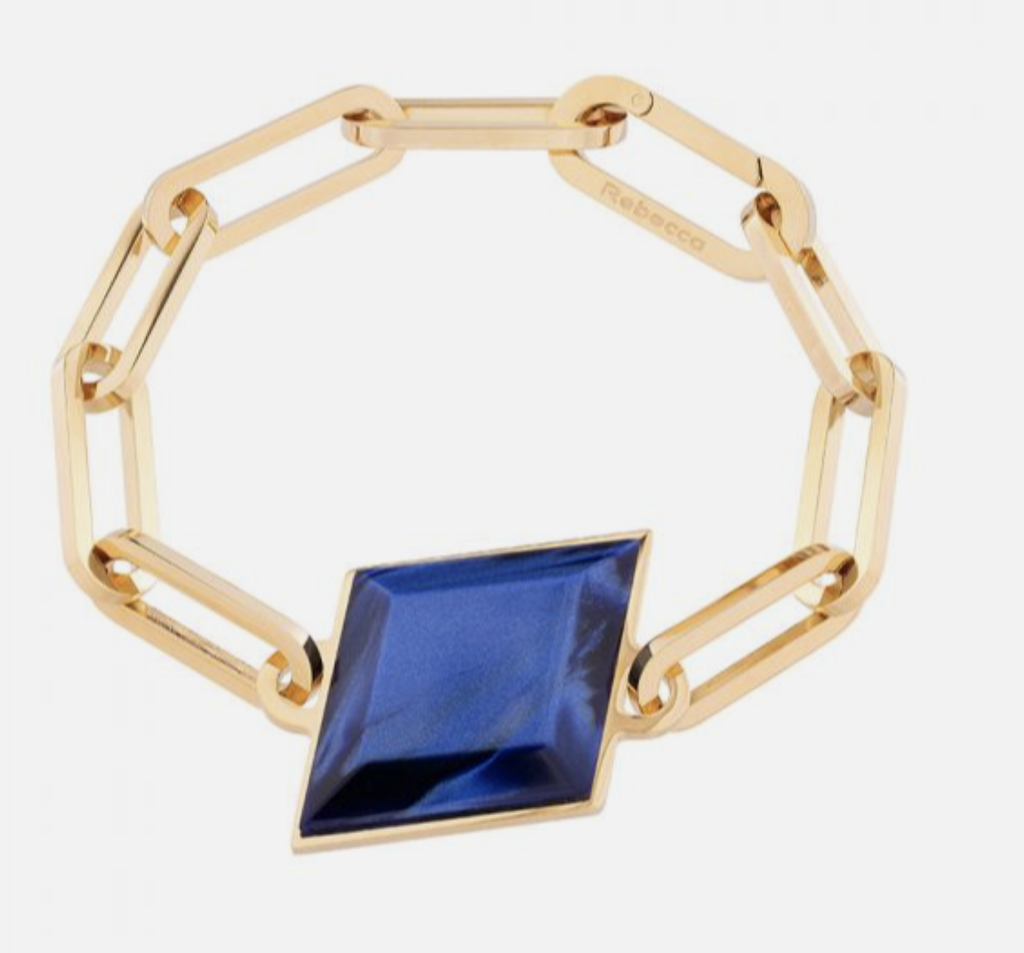 Blue Polymer Diamond Paperclip Bracelet