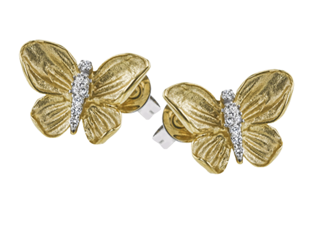 18K YG Butterfly Earrings