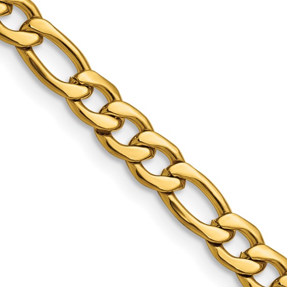Stainless Steel Polished Yellow IP-plated 6.3mm 22 inch Figaro Chain