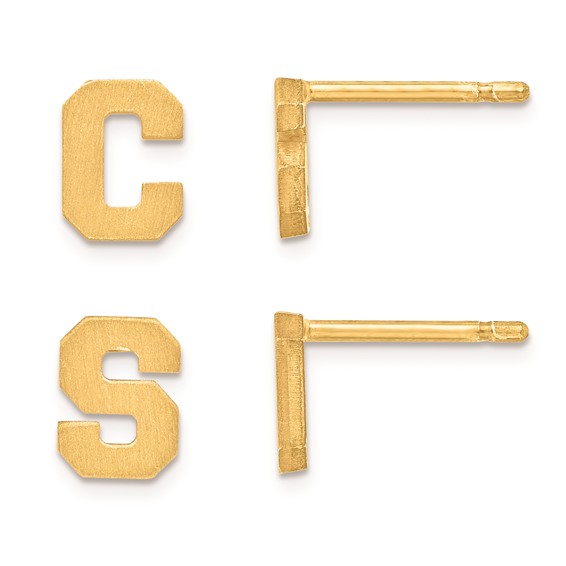 Gold Plated/SS Laser Brushed Initial 2 Letter Post Earrings