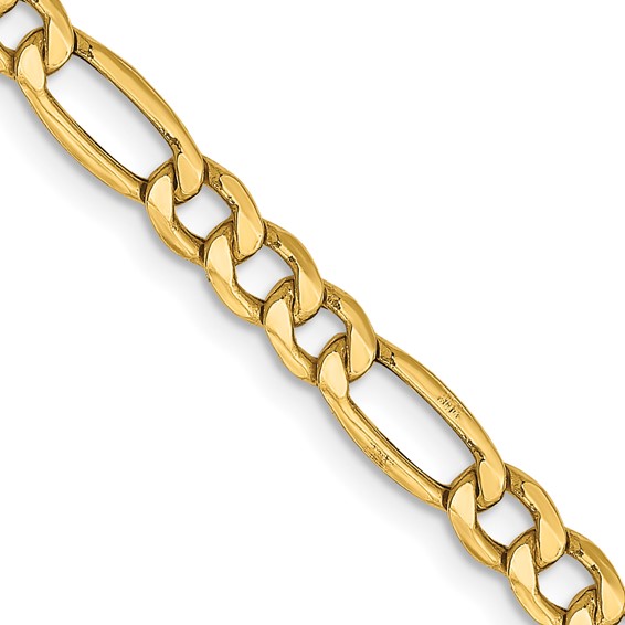 14K 22 inch 4.2mm Semi-Solid Figaro with Lobster Clasp Chain