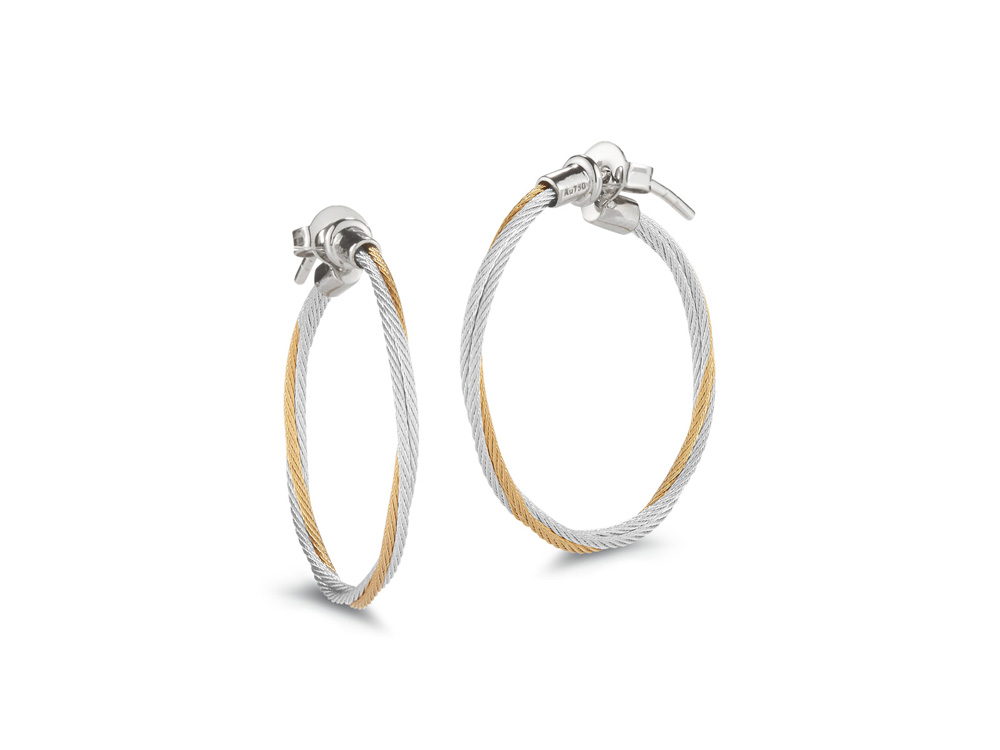 Yellow PVD Double Twisted 1&quot; Hoop Earrings