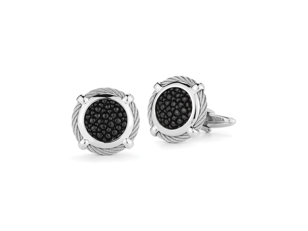 Men's Cufflinks Round With Cable/Stingray