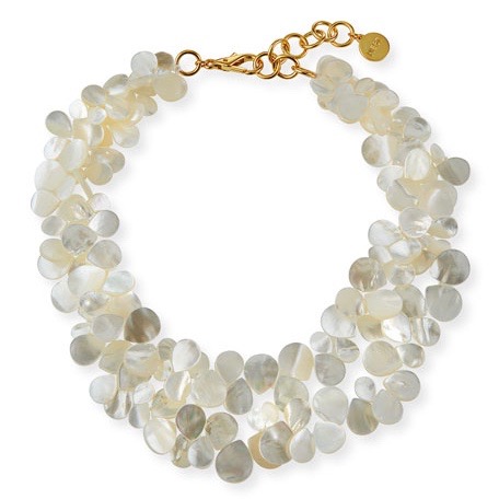 White Mother Of Pearl Cluster Necklace
