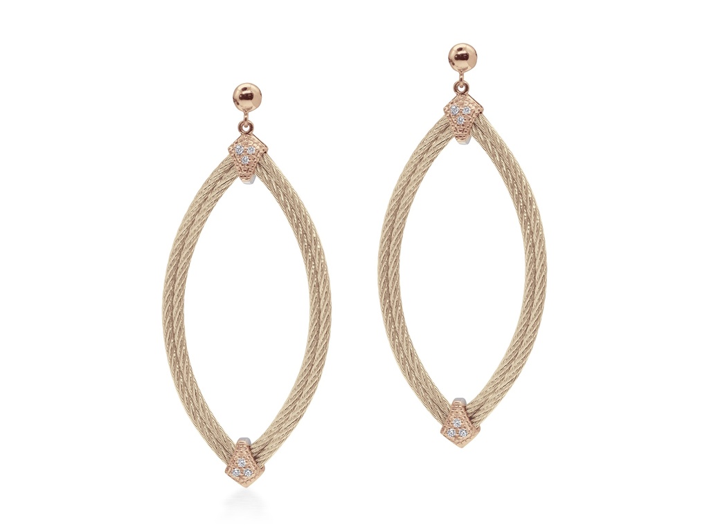 Cable Marquis Earrings With 18k Rose Gold &amp; Diamonds