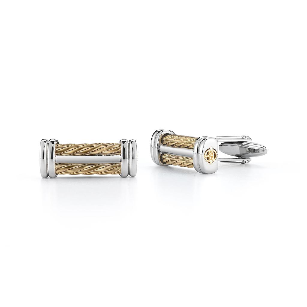 Men's Cufflinks 18k With Sterling Silver &amp; Yellow Pvd