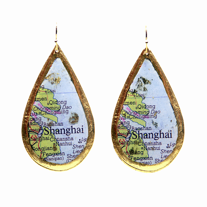 Shanghai Map Teardrop Earrings