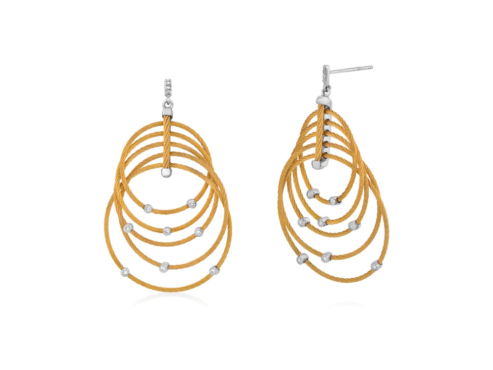 Earring 18k White Gold &amp; Ss &amp; Yellow Cable