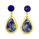 Lapis Small Teardrop Earrings With Sapphire Post