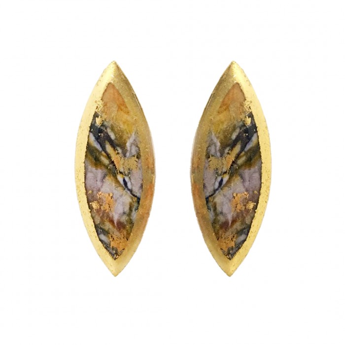 Marble, Violet &amp; Orange Marquis Earrings