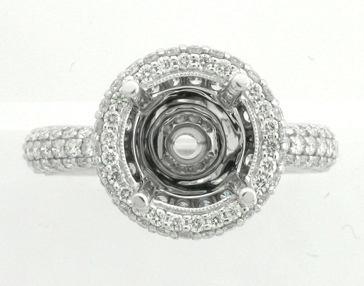 [DE.BRID.0003828] Demarco 18k White Gold Diamond Ring W/Brilliant Round Down Sides, Underneath, &amp; Around Head