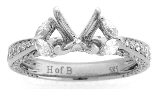 [DE.BRID.0003829] Demarco 18k White Gold Diamond Ring W/4mq Next To Head &amp; Round Down All Sides