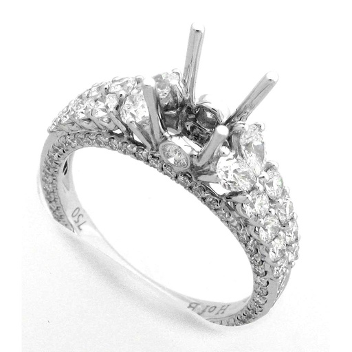 [DE.ENGA.3832] Demarco 18k White Gold Diamond Ring W/4ps Next To Head &amp; Round Down All Sides