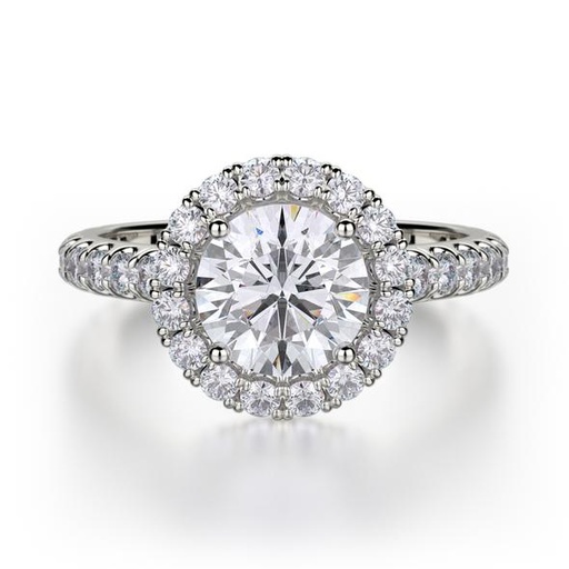 [MI.ENGA.5960] Michael M 18k White Gold Engagement Ring W/Halo For 1.5ct Round 0.82cttw
