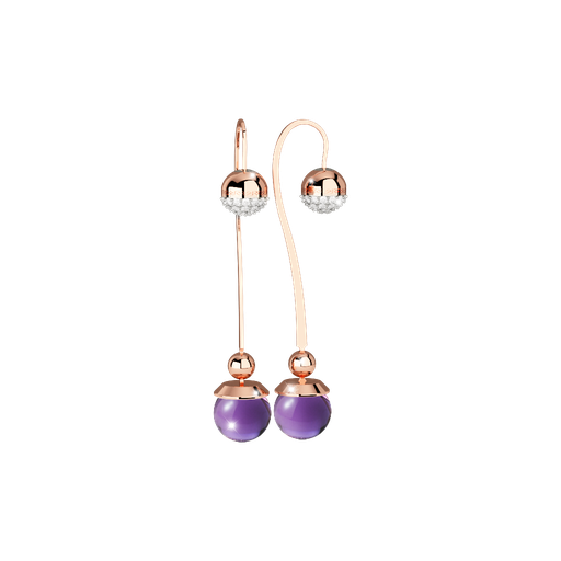 [TE.FASH.0007338] Rebecca Rose Gold Plated Dangle Earrings W/Purple Stone