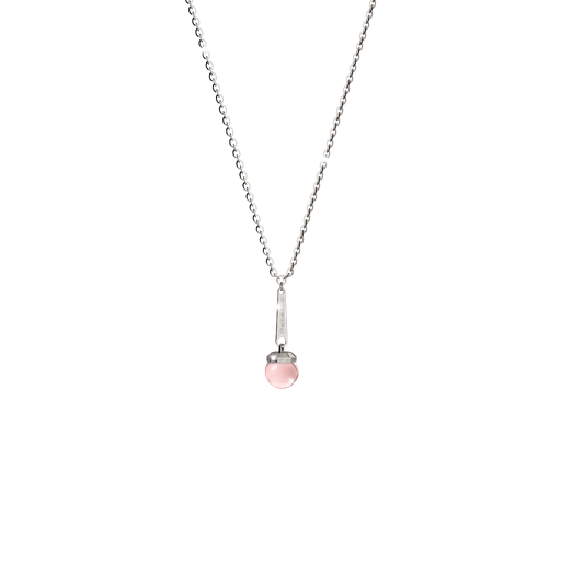 [TE.FASH.0007435] Rebecca White Necklace W/Pink Bead At Bottom