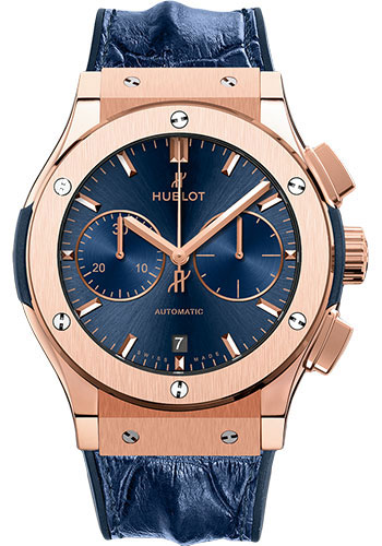 [HU.WATC.0005352] Hublot Classic Fusion Blue King Gold Watch. 45m On A Blue Gator Strap. Blue Dial
