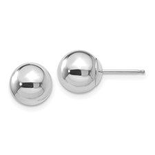 [QU.GOLD.7146] 14k White Gold Polished 8m Ball Post Earrings