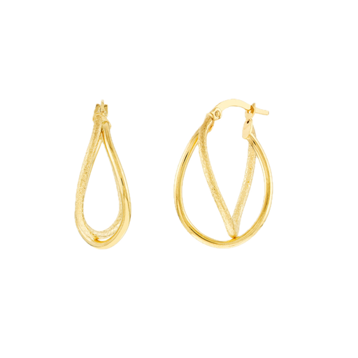[MI.GOLD.0006035] Double Oval Satin &amp; Polished Twist Hoops