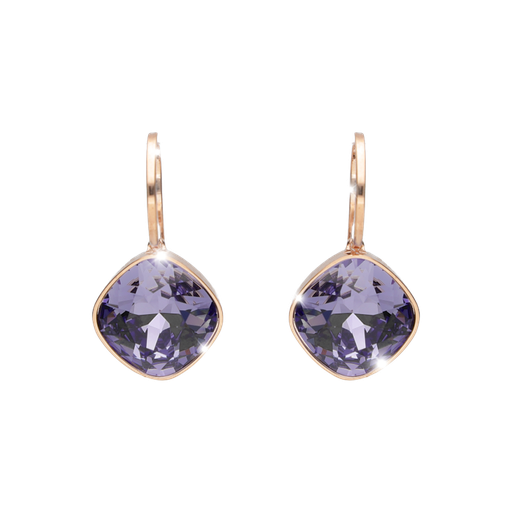 [TE.FASH.0007576] Lumiere Rose Tone Purple Stone Drop Earrings
