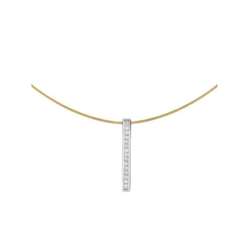 [AL.FASH.0001748] Necklace 18k White Gold &amp; Ss &amp; Yellow Cable, Short Bar 17.5 In