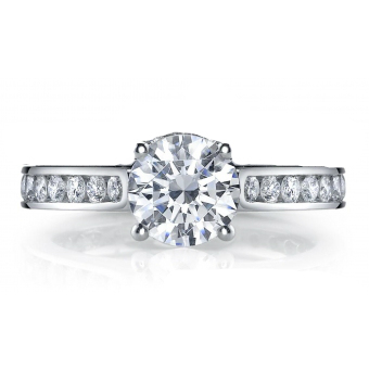 [JO.ENGA.9477] Standard Channel Round Eternity Mounting W/28r Diamonds= 0.80ct To Fit 1ct Round